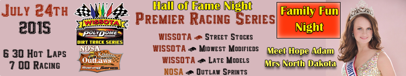 River Cities Speedway Hallof Fame Night - Hope Adam Mrs North Dakota